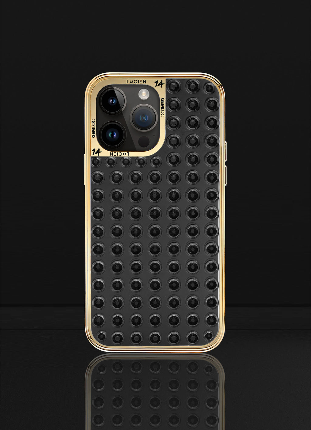 iPhone14PRO MAX lucienelements スワロフスキー black_front_1d7cae91-0ccd-4993